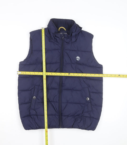 Timberland Men's Blue Puffer Waistcoat Gilet Size S Insulated Zip Up