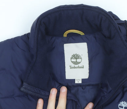 Timberland Men's Blue Puffer Waistcoat Gilet Size S Insulated Zip Up