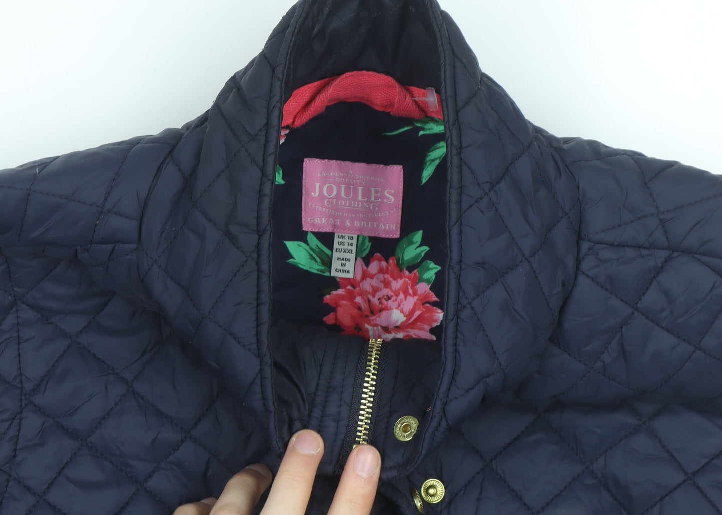 Joules Women's Blue Quilted Waistcoat Gilet Size 18 Lightweight