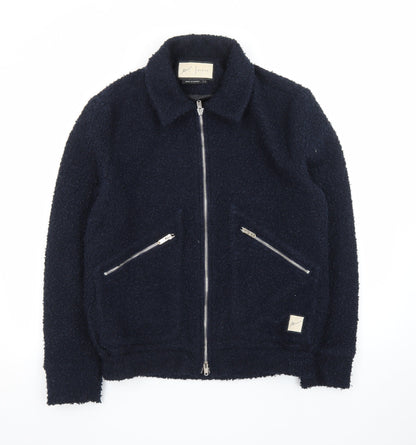 Prèvu Men’s Blue Wool Bomber Jacket Size S Zip Up Casual