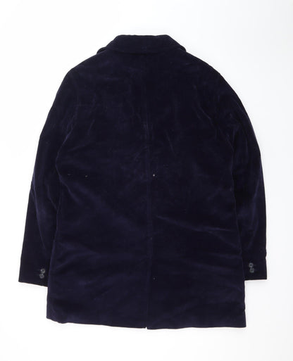 Crombie Men's Blue Corduroy Overcoat XL Cotton Lined Classic