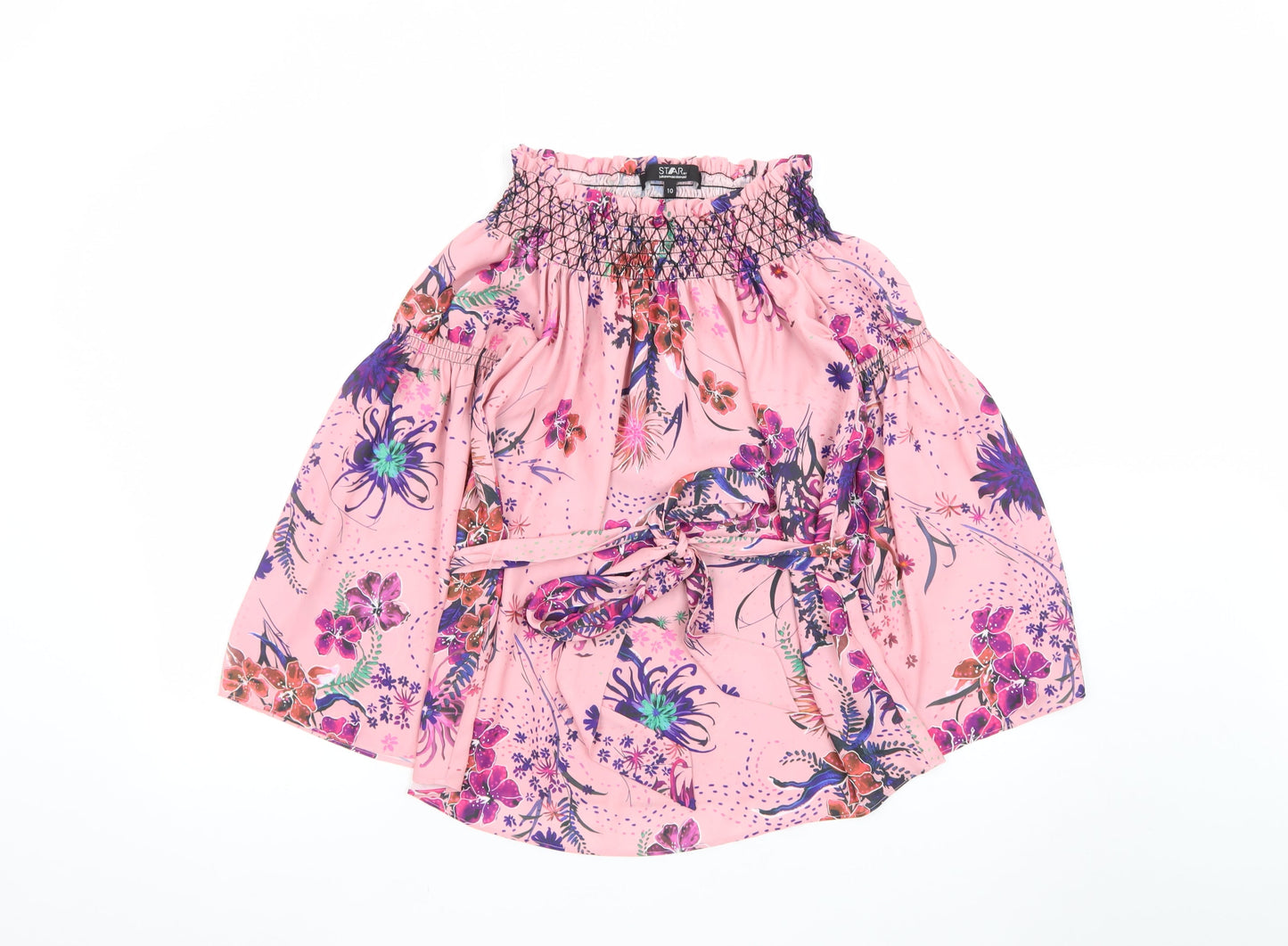 Star by Julien Macdonald Women's Pink Floral Off Shoulder Tunic Blouse Size 10