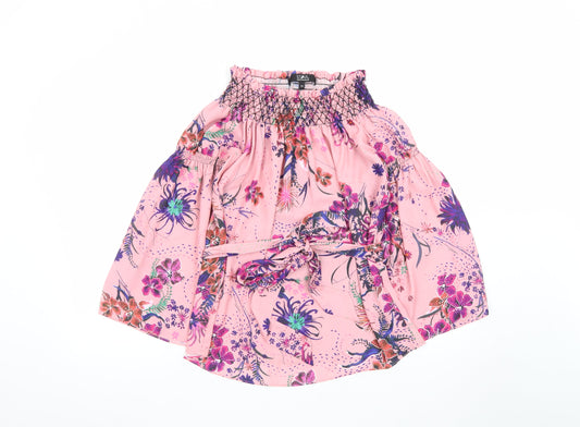 Star by Julien Macdonald Women's Pink Floral Off Shoulder Tunic Blouse Size 10