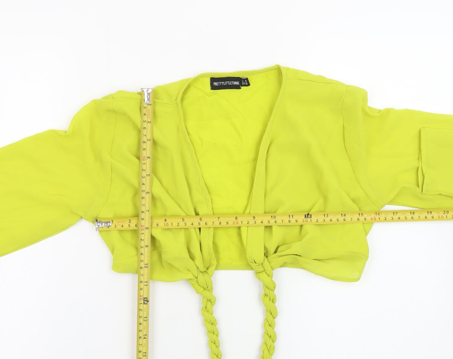 PrettyLittleThing Women's Yellow Cropped Long Sleeve Suit Top UK 6