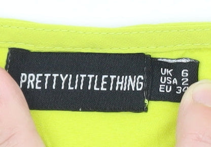 PrettyLittleThing Women's Yellow Cropped Long Sleeve Suit Top UK 6