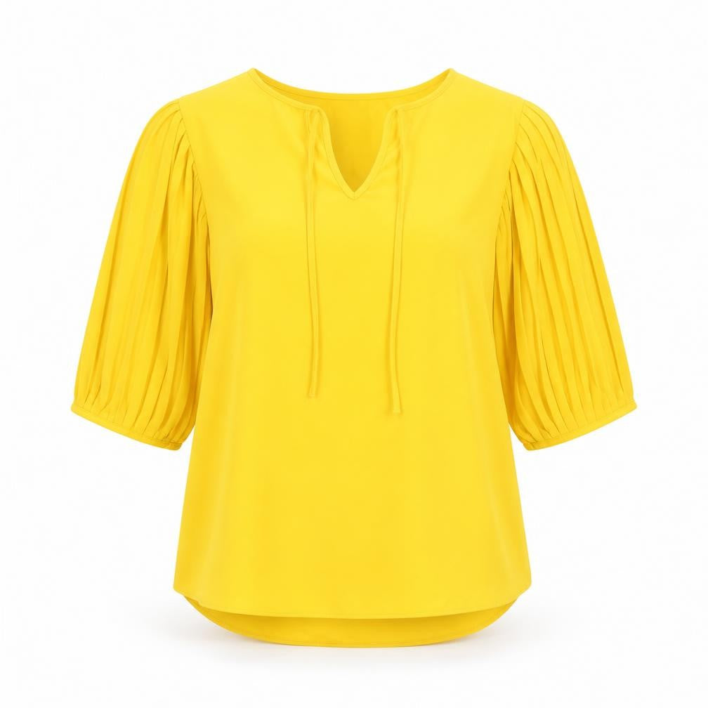 Soon Women's Yellow Puff Sleeve Tunic Blouse Size 10
