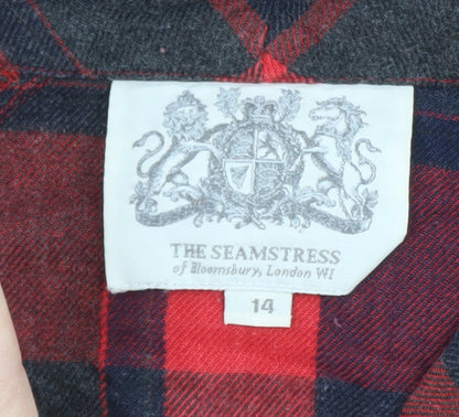 The Seamstress of Bloomsbury Womens Red Check Belted Shirt Dress Size 14