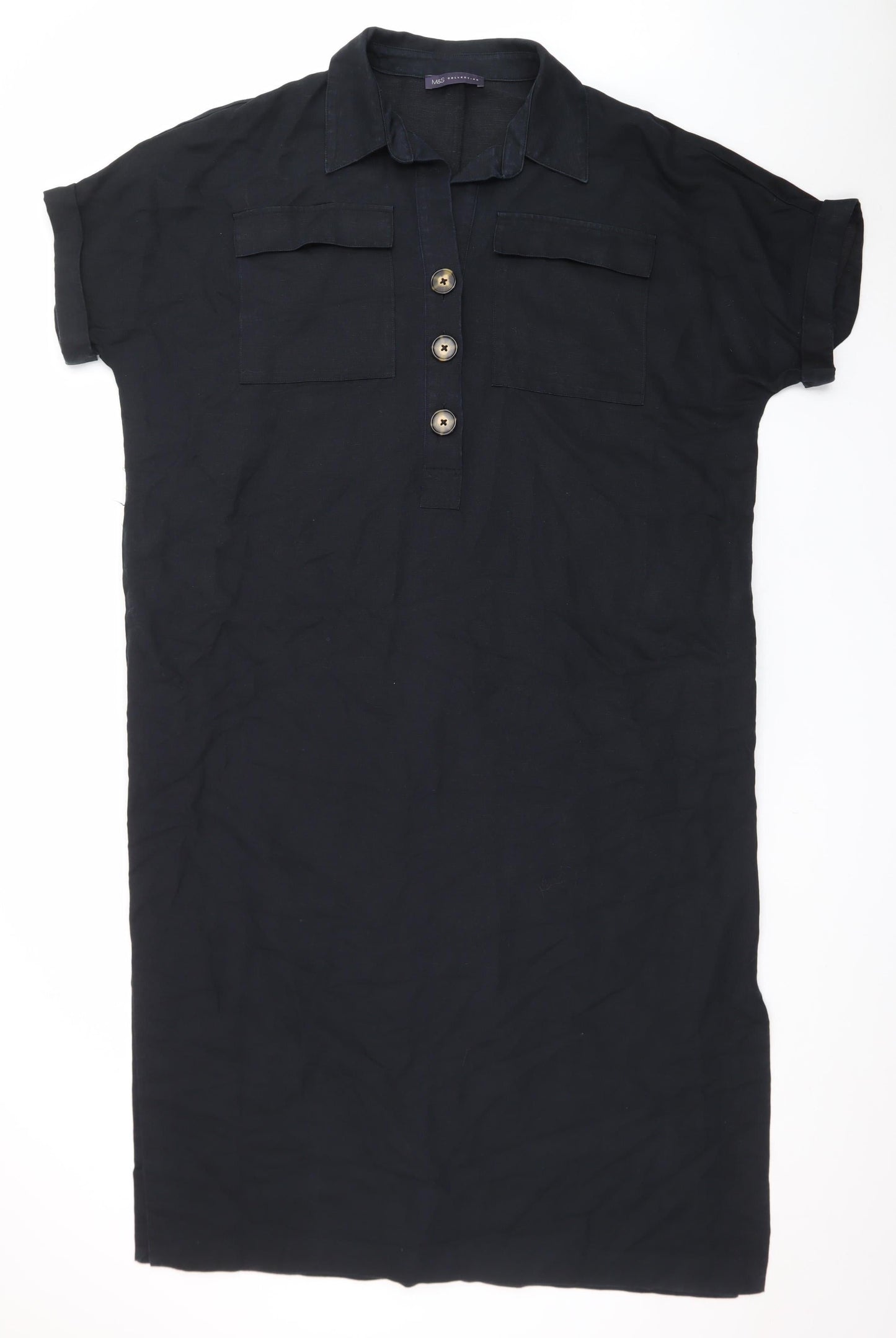 Marks and Spencer Womens Black Size 20 Collared Shirt Dress