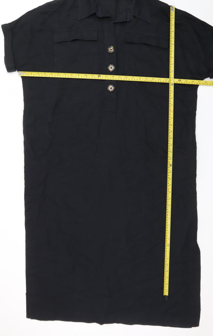 Marks and Spencer Womens Black Size 20 Collared Shirt Dress