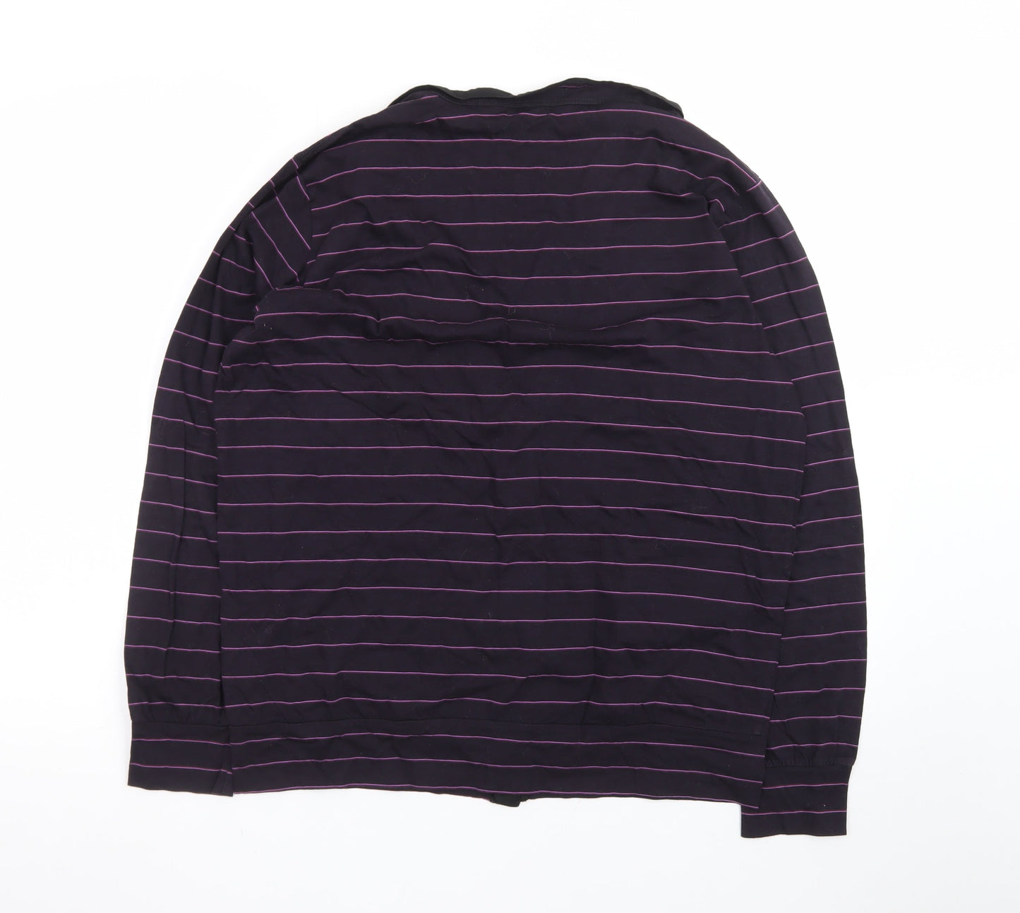 Paul Smith Men Purple Striped Cotton Cardigan L V-Neck Casual