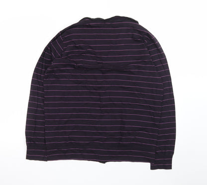 Paul Smith Men Purple Striped Cotton Cardigan L V-Neck Casual