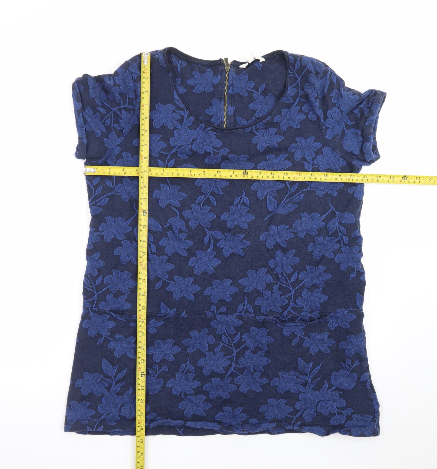 FatFace Women's Blue Floral Tunic Blouse Size 18 Short Sleeve