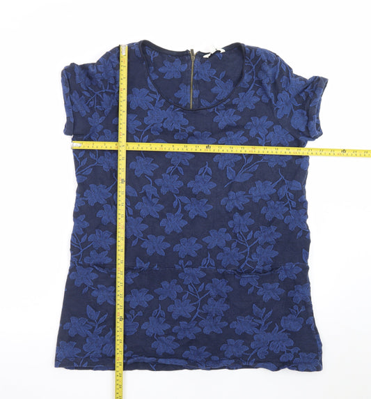 FatFace Women's Blue Floral Tunic Blouse Size 18 Short Sleeve