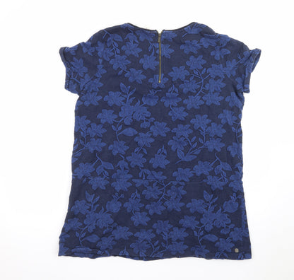 FatFace Women's Blue Floral Tunic Blouse Size 18 Short Sleeve
