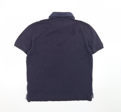 Marks and Spencer Blue Harbour Men's Blue Colourblock Polo Shirt L