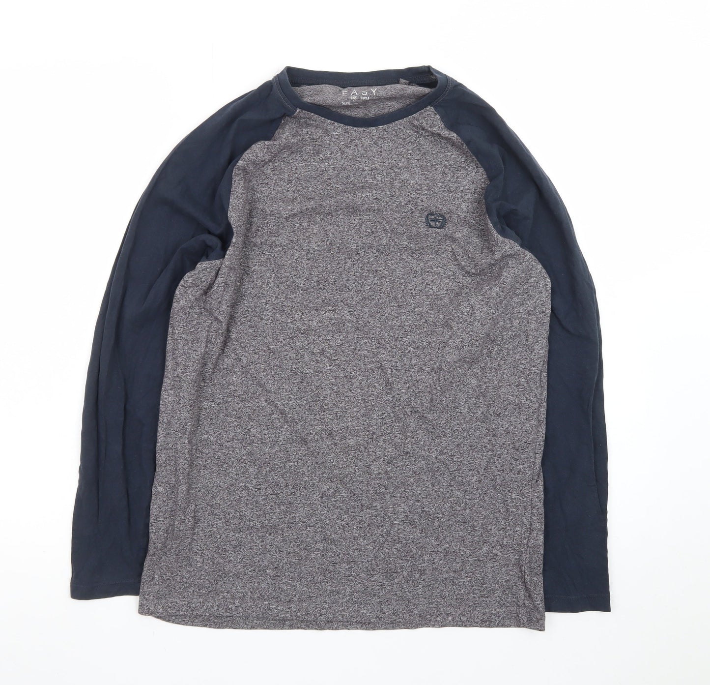 Easy Men’s Grey & Navy Long Sleeve Raglan T-Shirt Size S