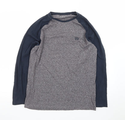 Easy Men’s Grey & Navy Long Sleeve Raglan T-Shirt Size S