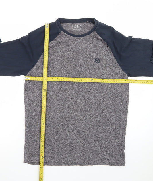 Easy Men’s Grey & Navy Long Sleeve Raglan T-Shirt Size S