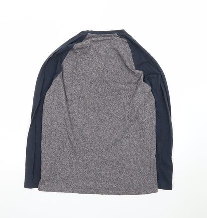 Easy Men’s Grey & Navy Long Sleeve Raglan T-Shirt Size S