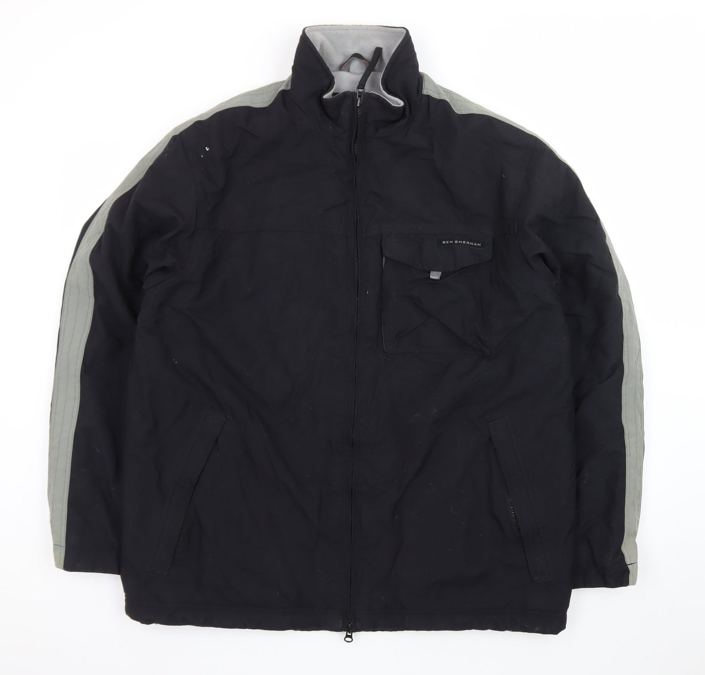 Ben Sherman Men’s Black L Windbreaker Jacket with Pockets
