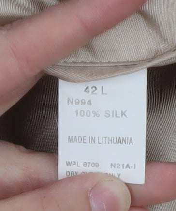 Nautica Women Beige Silk Single-Breasted Blazer 42L Classic Fit