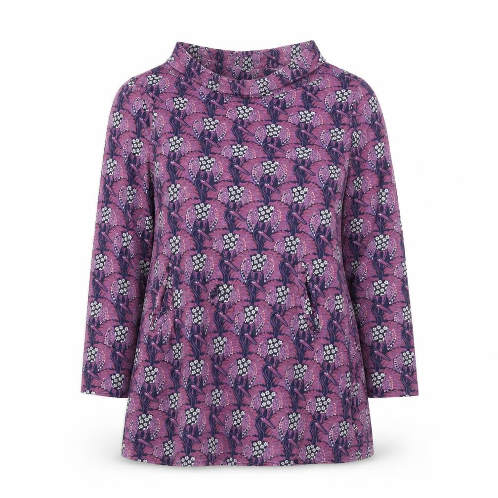 White Stuff Women's Purple Floral Cotton Tunic Top Size 8