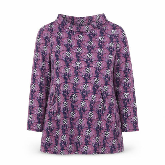 White Stuff Women's Purple Floral Cotton Tunic Top Size 8