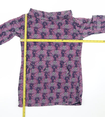 White Stuff Women's Purple Floral Cotton Tunic Top Size 8