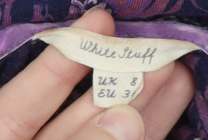 White Stuff Women's Purple Floral Cotton Tunic Top Size 8