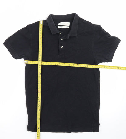 Zara Essentials Men's Black Short Sleeve Classic Fit Polo Shirt Size S