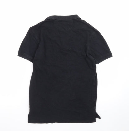 Zara Essentials Men's Black Short Sleeve Classic Fit Polo Shirt Size S