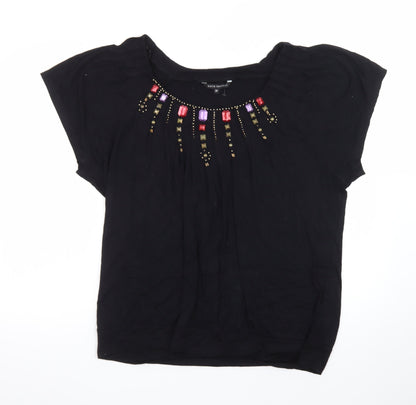 David Emanuel Women's Black Beaded Tunic Blouse Size 20