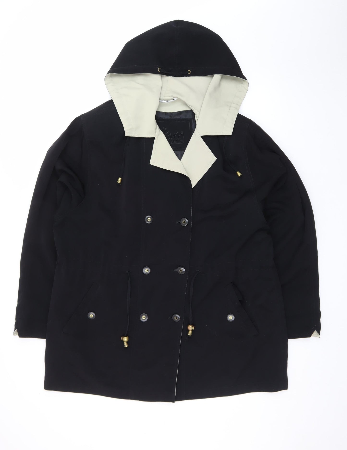 Silkana NUAGE Womens Black Hooded Parka Coat Size 16
