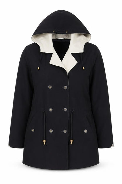 Silkana NUAGE Womens Black Hooded Parka Coat Size 16
