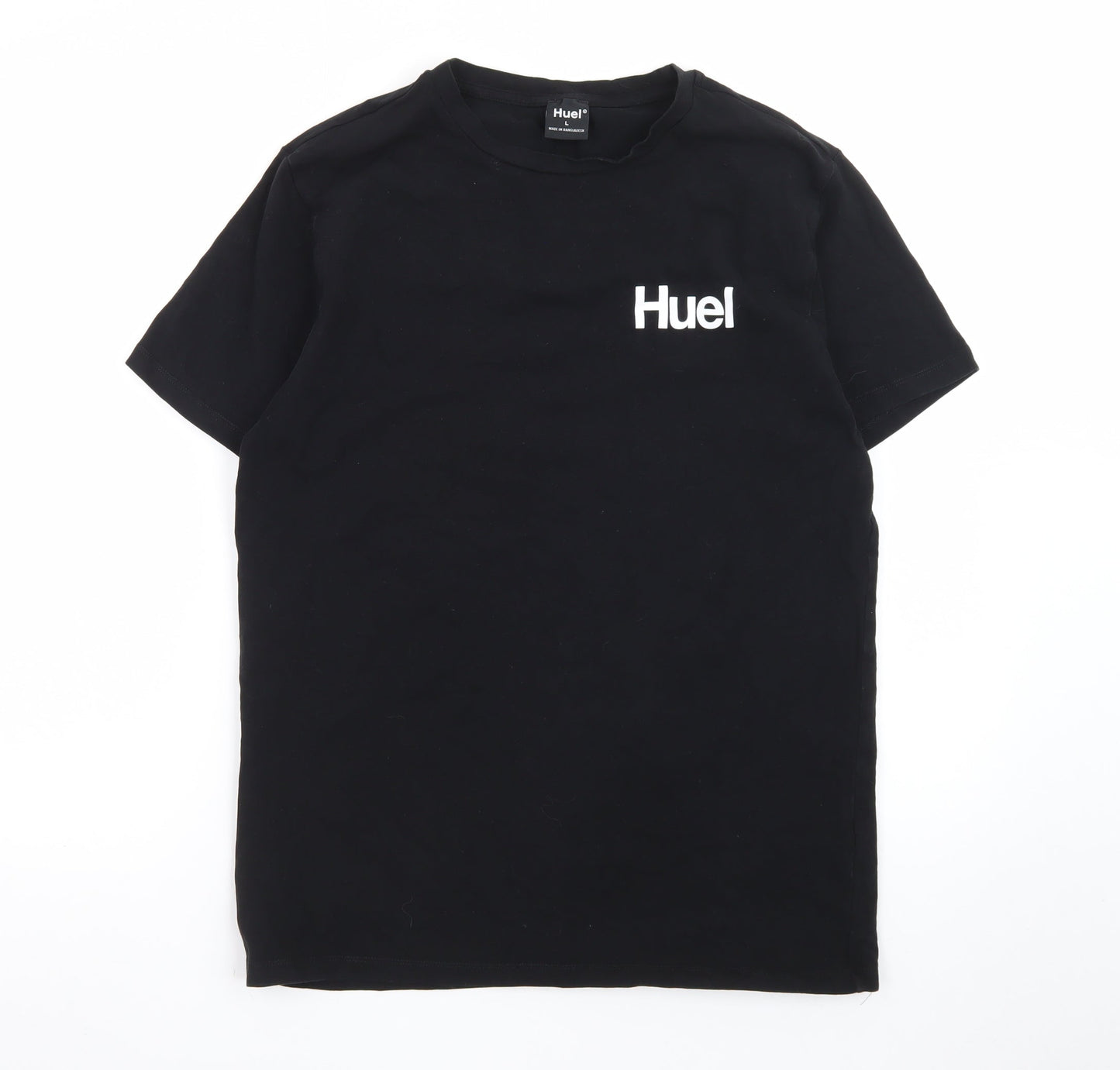Huel Men's Black Crew Neck Cotton T-Shirt Size L