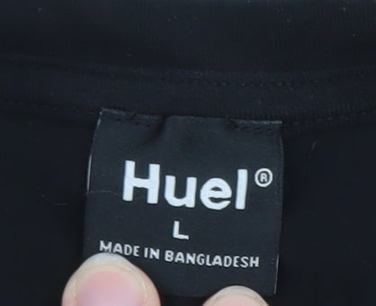 Huel Men's Black Crew Neck Cotton T-Shirt Size L