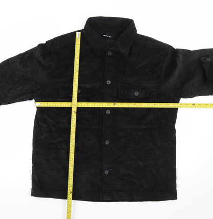 Threadbare Men's Black Corduroy Relaxed Fit Button-Up Shirt M