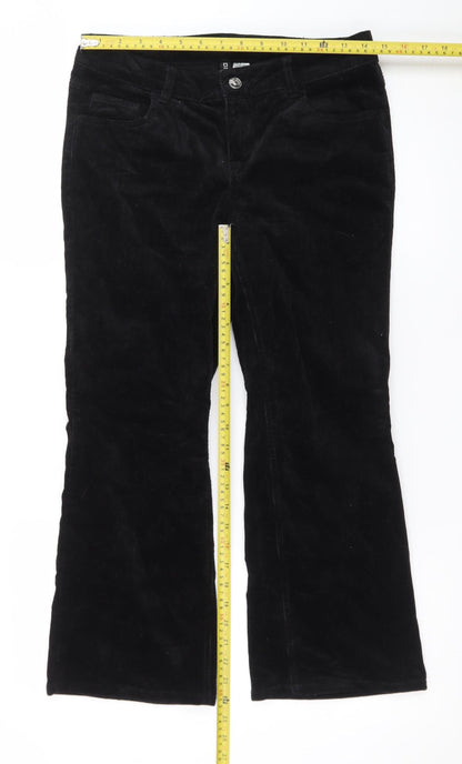 H&M Divided Women Black Corduroy Flared Trousers Size 8
