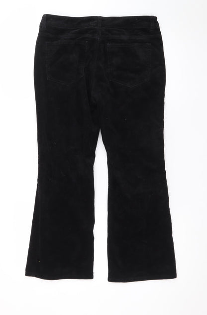 H&M Divided Women Black Corduroy Flared Trousers Size 8