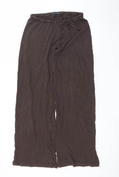 Brandy Melville Women Brown Cotton Relaxed Wide-Leg Trousers Size 22