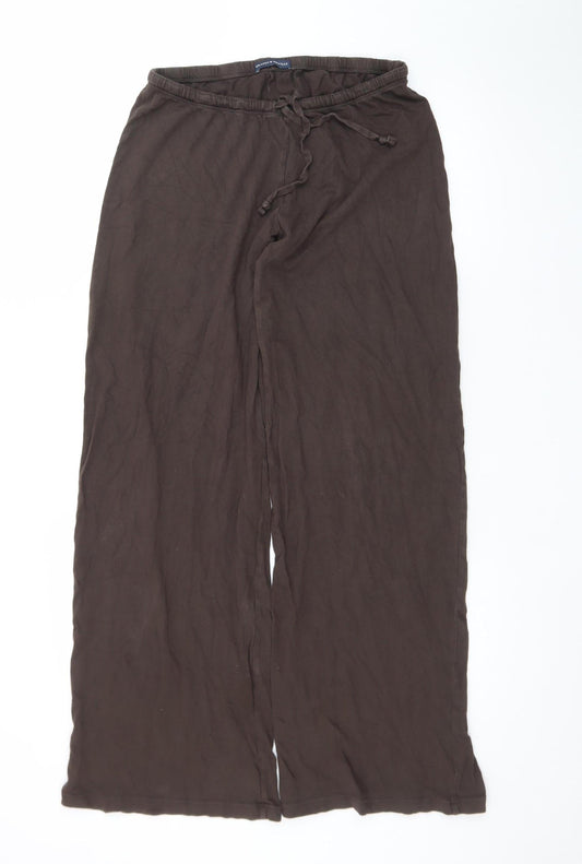 Brandy Melville Women Brown Cotton Relaxed Wide-Leg Trousers Size 22