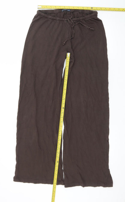 Brandy Melville Women Brown Cotton Relaxed Wide-Leg Trousers Size 22