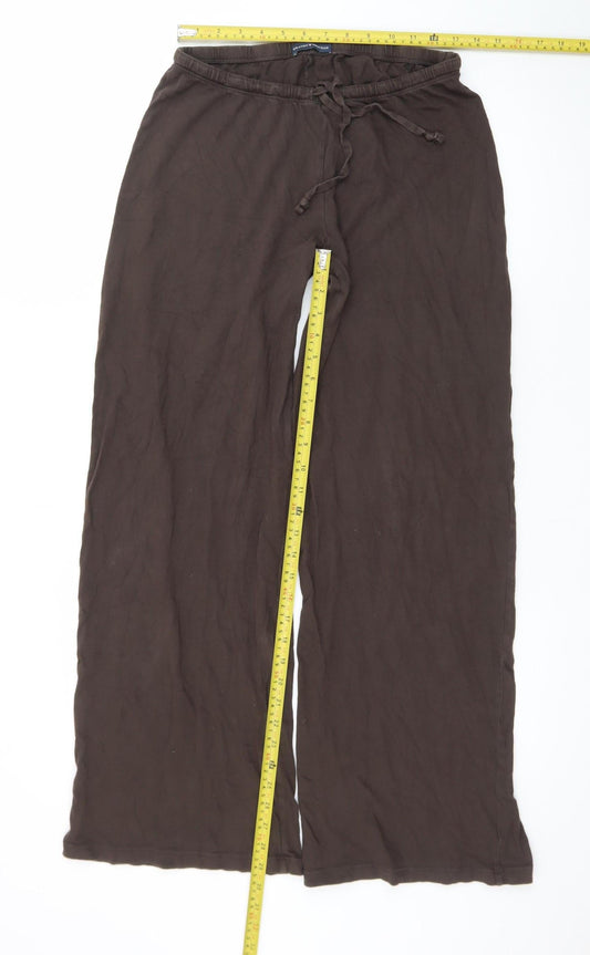 Brandy Melville Women Brown Cotton Relaxed Wide-Leg Trousers Size 22
