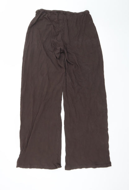 Brandy Melville Women Brown Cotton Relaxed Wide-Leg Trousers Size 22