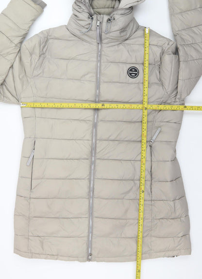 Felix Bühler Women Grey Hooded Puffer Jacket Size XL Nylon