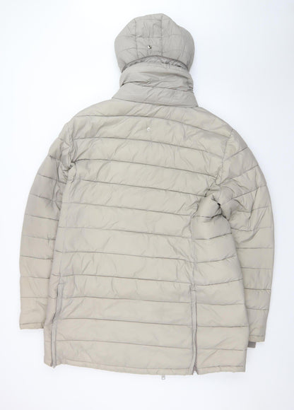 Felix Bühler Women Grey Hooded Puffer Jacket Size XL Nylon