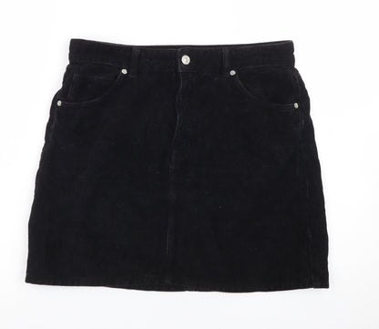 Topshop Women’s Black Corduroy Short Skirt UK 12 Tall
