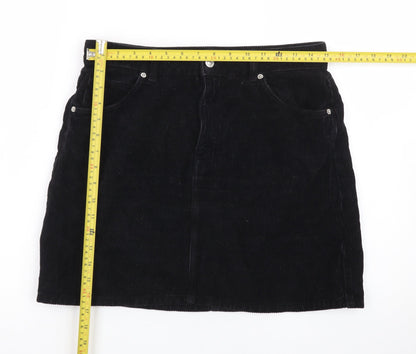 Topshop Women’s Black Corduroy Short Skirt UK 12 Tall