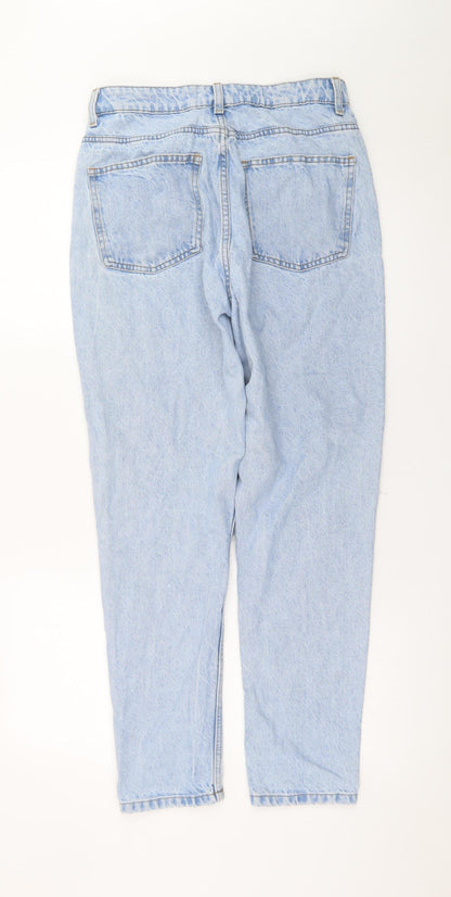 Primark Women’s Blue Distressed Mom Jeans Size 10 Light Wash