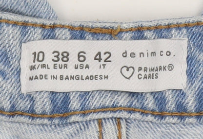 Primark Women’s Blue Distressed Mom Jeans Size 10 Light Wash